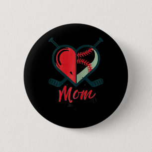 Chapa Redonda De 5 Cm Mama Life Heart Funny Hockey sobre Béisbol Mamá Ma