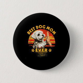 Chapa Redonda De 5 Cm Mamá maltesa puesta de sol retro divertido perro d