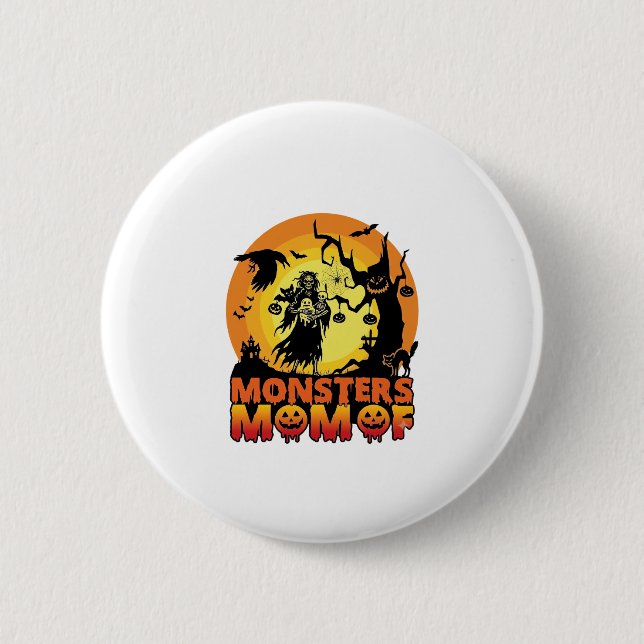 Chapa Redonda De 5 Cm Mamá Monstruos Halloween Monstruo Fantasma Esquele (Anverso)