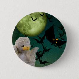 Chapa Redonda De 5 Cm Mamá, Murciélago y Luna Halloween
