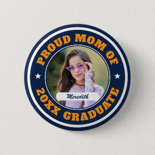 Chapa Redonda De 5 Cm Mamá orgullosa de graduado Foto personalizada de g