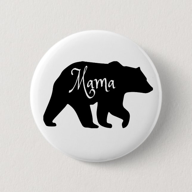 Chapa Redonda De 5 Cm Mama oso negro y blanco (Anverso)
