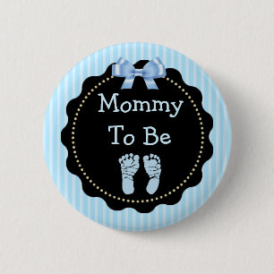 Chapa Redonda De 5 Cm Mamá para ser Baby Shower azul y negro