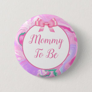 Chapa Redonda De 5 Cm Mamá para ser Baby Shower rosa y morado