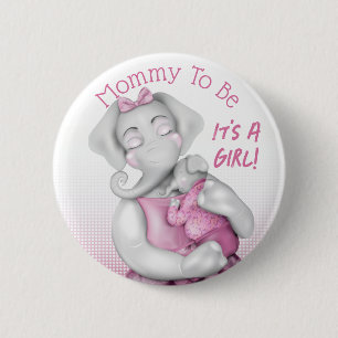 Chapa Redonda De 5 Cm Mamá Para Ser Elefante Chica   BABY SHOWER