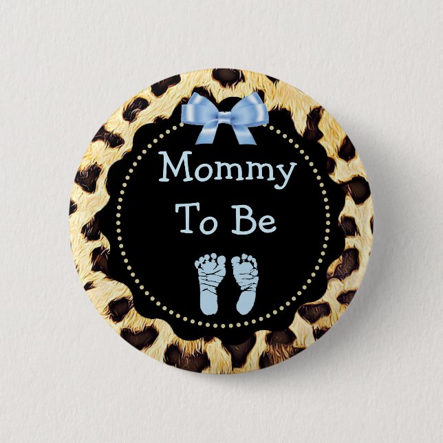 Chapa Redonda De 5 Cm Mamá para ser leopardo Imprimir Baby Shower (Anverso)