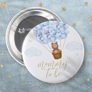 Chapa Redonda De 5 Cm Mamá Para Ser Teddy Bear Blue Boy Baby Shower