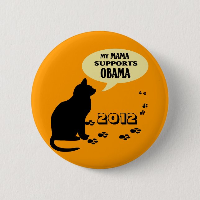 CHAPA REDONDA DE 5 CM MAMÁ PIN DEL CAT OBAMA (Anverso)