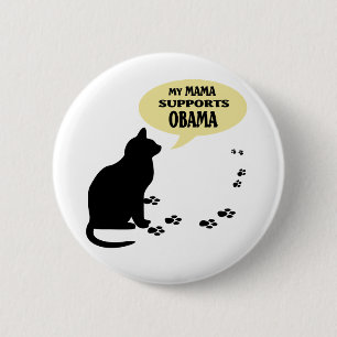 CHAPA REDONDA DE 5 CM MAMÁ PIN DEL CAT OBAMA - REDONDA