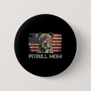 Chapa Redonda De 5 Cm Mamá Pitbull Amantes de los Perros Bandera America