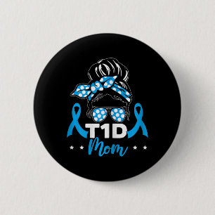 Chapa Redonda De 5 Cm Mamá T1d Guerrera de la Diabetes Conciencia de la 