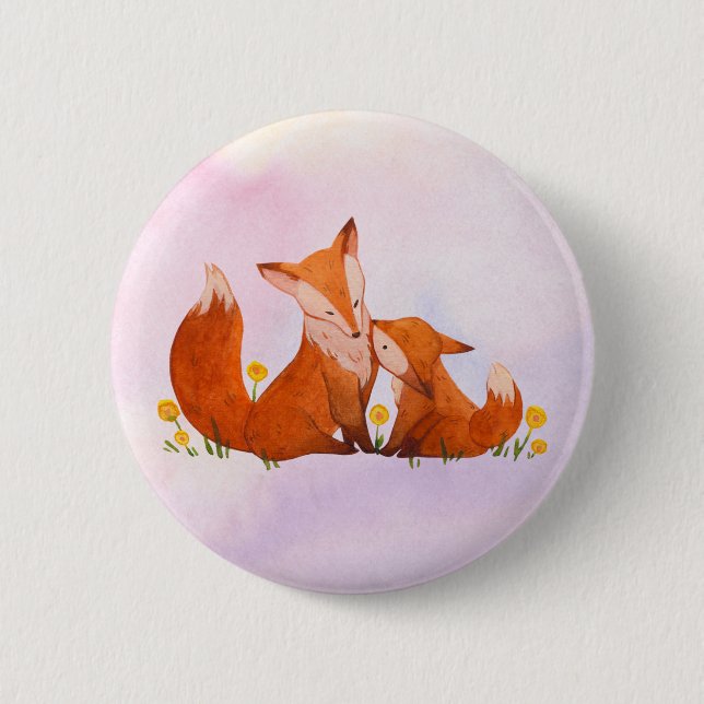 Chapa Redonda De 5 Cm Mama y baby fox (Anverso)