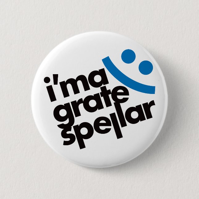 Chapa Redonda De 5 Cm Mamáes Grate Spellar - Azul (Anverso)