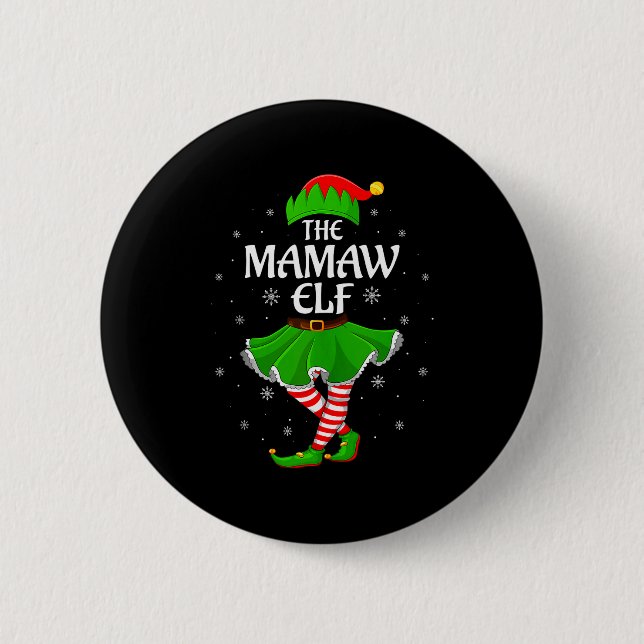 Chapa Redonda De 5 Cm Mamaw Elf Christmas Family Girls Women Elf Squad X (Anverso)