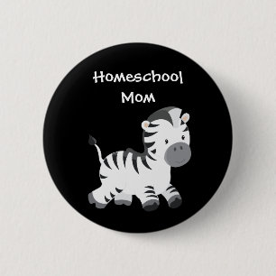 Chapa Redonda De 5 Cm Mami de cebra con tema Homeschool