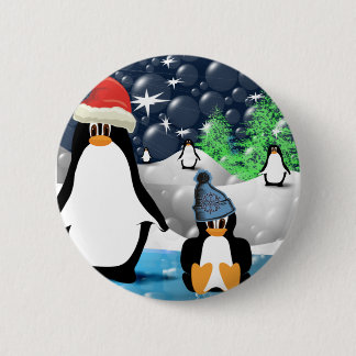 Chapa Redonda De 5 Cm Mami y bebé Santa Pingüinos