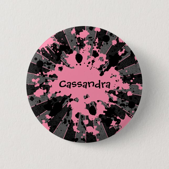 Chapa Redonda De 5 Cm Manchas de pintura rosadas (Anverso)