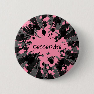 Chapa Redonda De 5 Cm Manchas de pintura rosadas