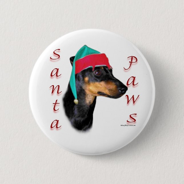 Chapa Redonda De 5 Cm Manchester Terrier Santa Paws (Anverso)