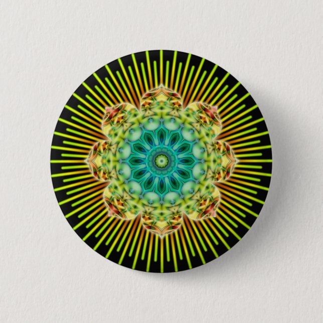 Chapa Redonda De 5 Cm Mandala amarillo verde | negro (Anverso)