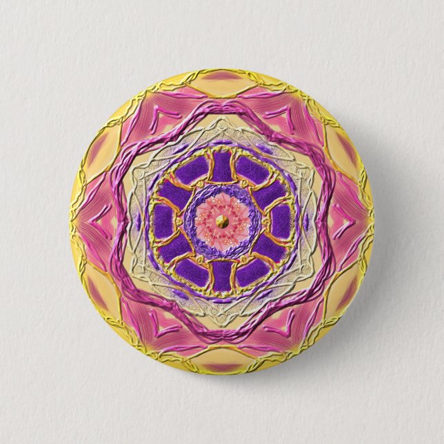 Chapa Redonda De 5 Cm Mandala Button “rey of Healing " (Anverso)