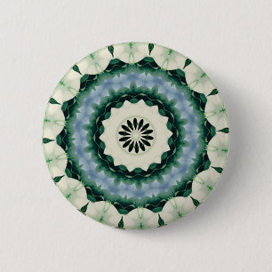 Chapa Redonda De 5 Cm Mandalá de Azul Cerúleo y Verde Sacramento