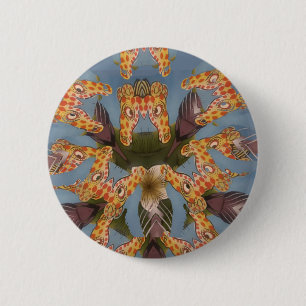 Chapa Redonda De 5 Cm Mandalá de jirafa caleidoscopio: Arte abstracto de