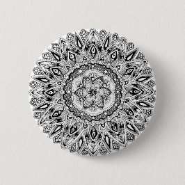 Chapa Redonda De 5 Cm Mandala de la flor con la semilla de la vida