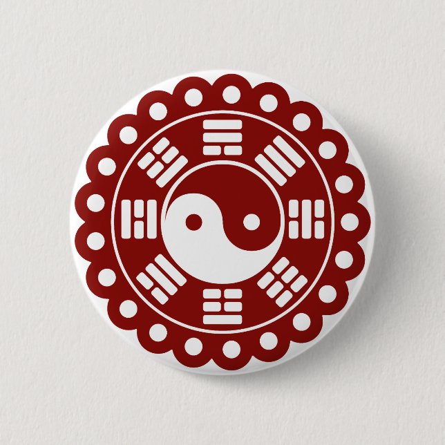 Chapa Redonda De 5 Cm Mandala de Yin Yang (Anverso)