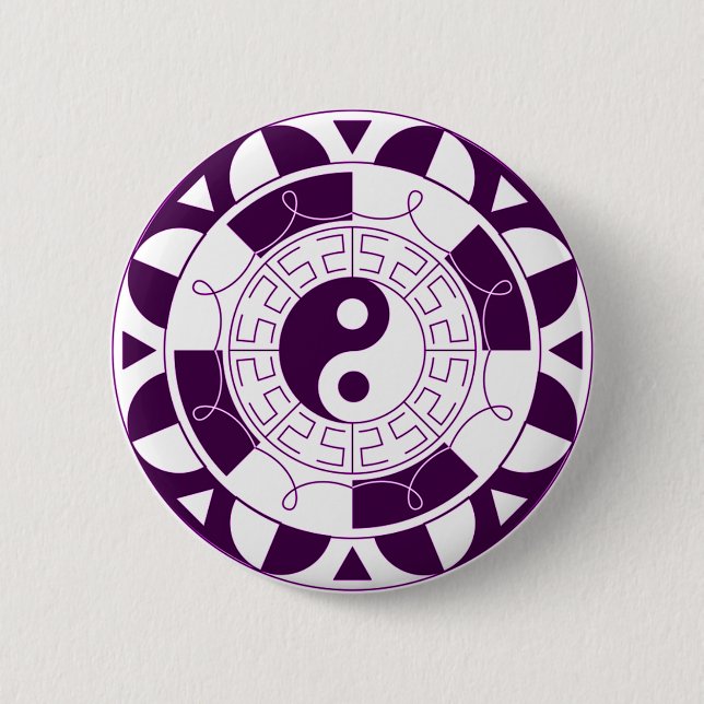 Chapa Redonda De 5 Cm Mandala de Yin Yang (Anverso)