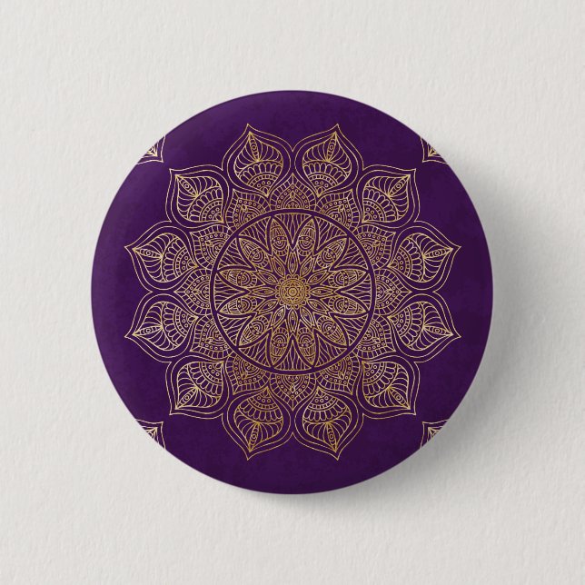 Chapa Redonda De 5 Cm Mandala del oro (Anverso)