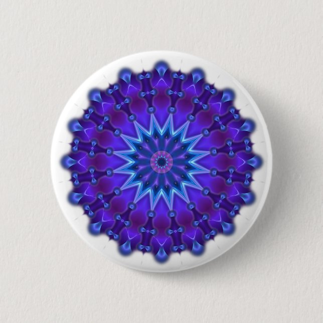 Chapa Redonda De 5 Cm Mandala estrella en azul (Anverso)