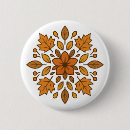 Chapa Redonda De 5 Cm Mandala floral de otoño