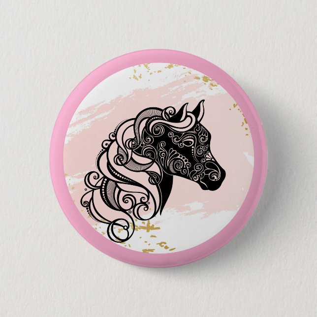 Chapa Redonda De 5 Cm Mandala Horse Heard (Anverso)