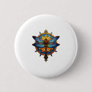 Chapa Redonda De 5 Cm Mandala Libélula Luminosa Geometría Sagrada Espiri