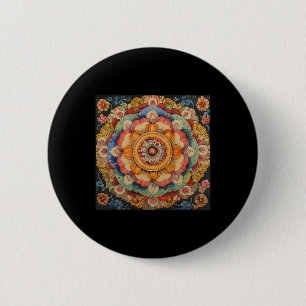 Chapa Redonda De 5 Cm Mandalá Tibetano Geometría Sagrada