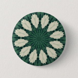 Chapa Redonda De 5 Cm Mandalá Tropical Sacramento Verde y Hoja de Plata.