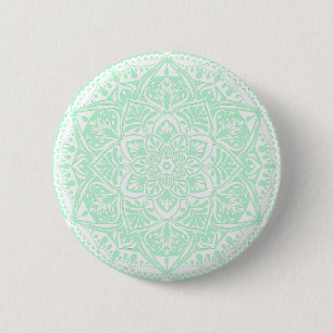 Chapa Redonda De 5 Cm Mandala verde y blanca - Loergans en Jade