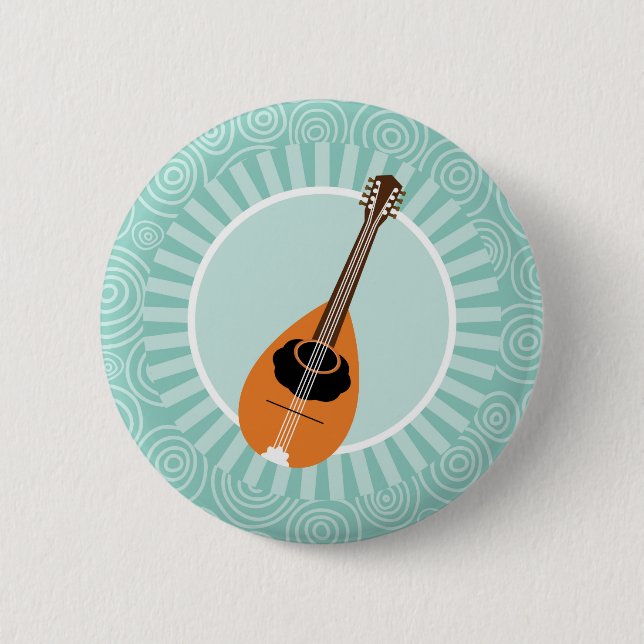 Chapa Redonda De 5 Cm Mandolin Fun Turquoise Swirl Music (Anverso)