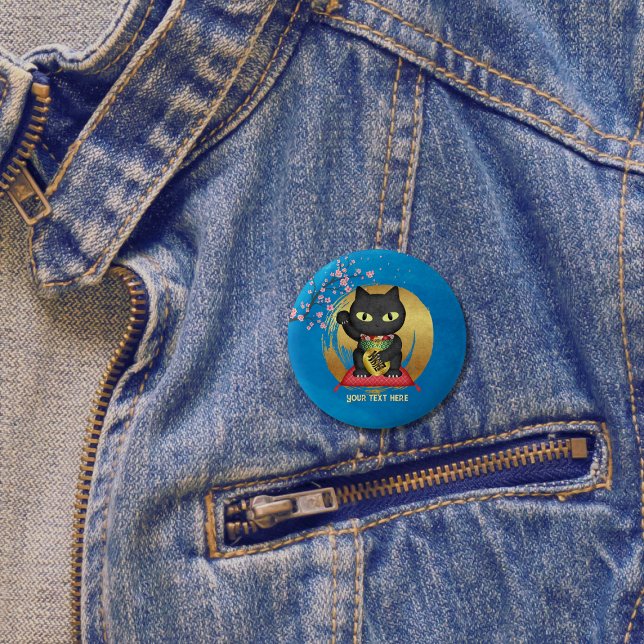 Chapa Redonda De 5 Cm Maneki Neko Lucky Poilue (Maneki Neko Lucky Poilue 2 Inch Round Button)