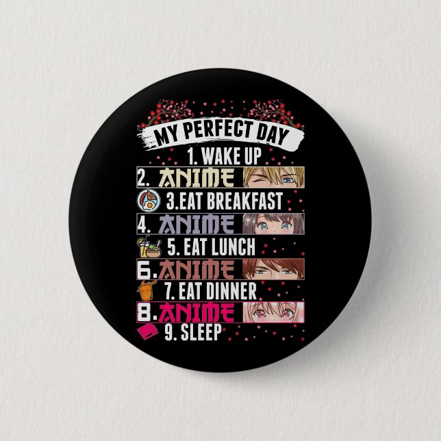 Chapa Redonda De 5 Cm Manga japonesa del Chica Otaku (Anverso)