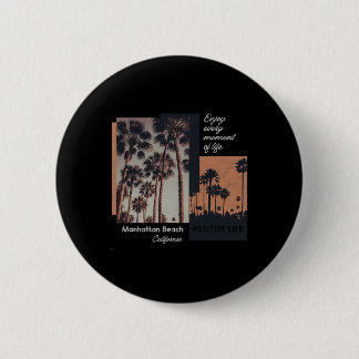 Chapa Redonda De 5 Cm Manhattan Beach California Ca Retro 