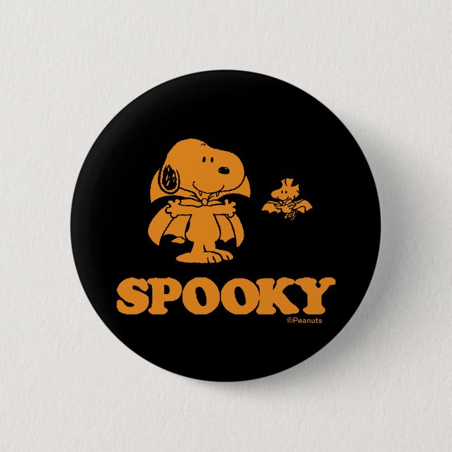 Chapa Redonda De 5 Cm Maní | Snoopy & Woodstock Spooky (Anverso)