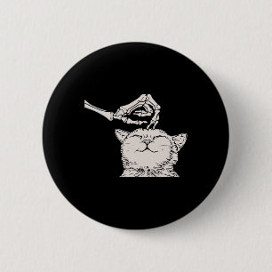 Chapa Redonda De 5 Cm Mano de esqueleto de gato Traje de Halloween vago 