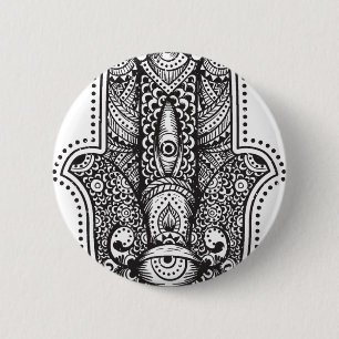 Chapa Redonda De 5 Cm Mano de Hamsa de Fatima Símbolo Islámico Oriental