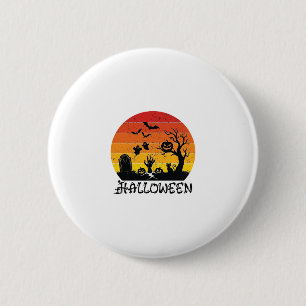 Chapa Redonda De 5 Cm Mano de Zombie de Halloween Lápida Árbol Gato Negr