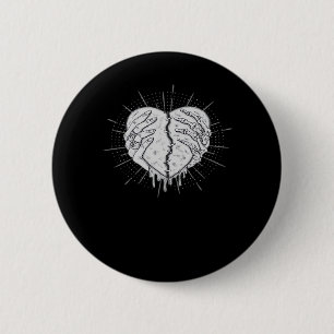 Chapa Redonda De 5 Cm Mano Monocroma De Esqueleto Con Corazón Clásico