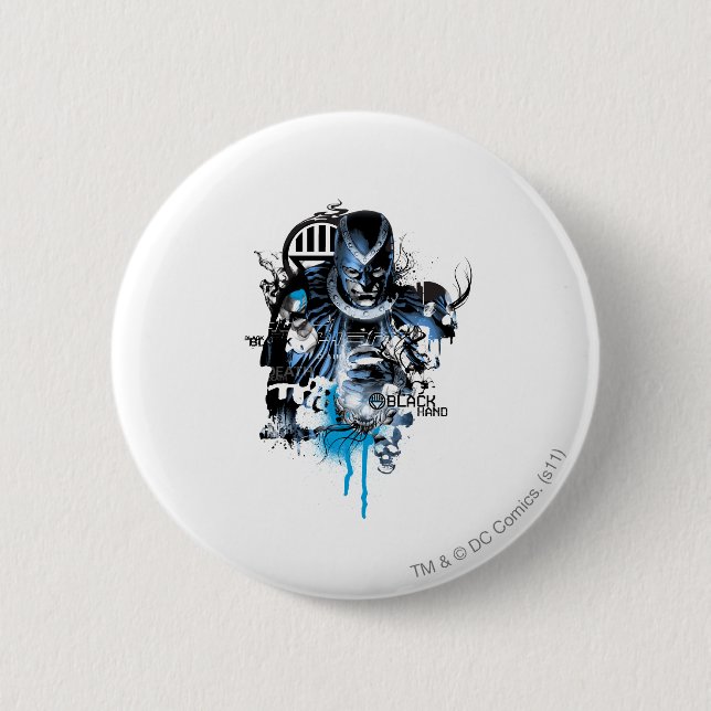Chapa Redonda De 5 Cm Mano negra - collage azul (Anverso)