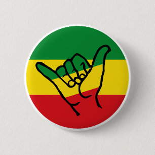 Chapa Redonda De 5 Cm Mano Shaka con colores de reggae