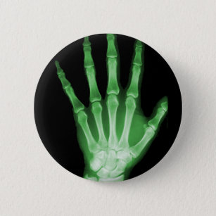 Chapa Redonda De 5 Cm Mano verde del esqueleto de la radiografía